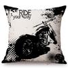 Retro Motorcycle Poster Art Letter Print Ride Your Way Home Decoration Throw Pillow Case Vintage Motor Bike Sofa Cushion Cover
