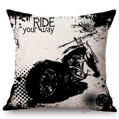 Retro Motorcycle Poster Art Letter Print Ride Your Way Home Decoration Throw Pillow Case Vintage Motor Bike Sofa Cushion Cover