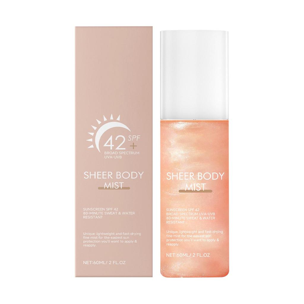 Солнцезащитный спрей для тела, увлажняющий спрей, с маслом для сияния тела, освежающий увлажняющий солнцезащитный спрей для тела, 60 мл