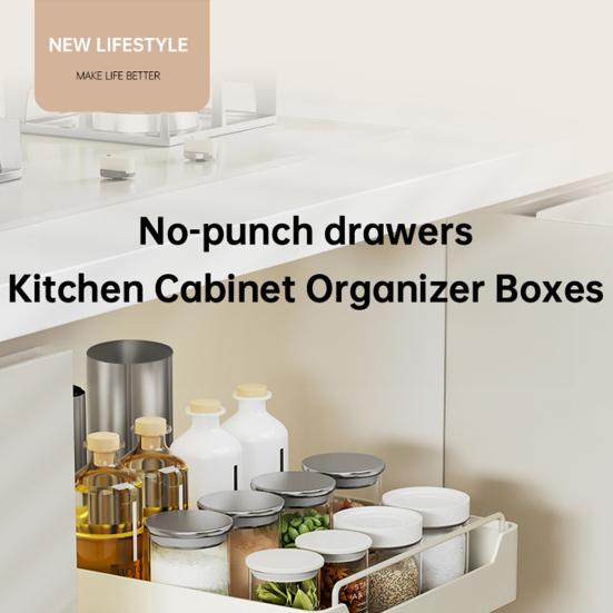 Pull Out Cabinet Organizer Fixed with Adhesive Nano Film Punch-free Heavy