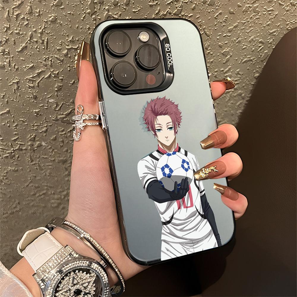 Itoshi Sae B-Blue L-Lock Phone Case For iPhone 16,15,14,13,12,11,Pro,Max,Plus,Mini,XS,SE Anti Fall Black Matte Hard Bumper