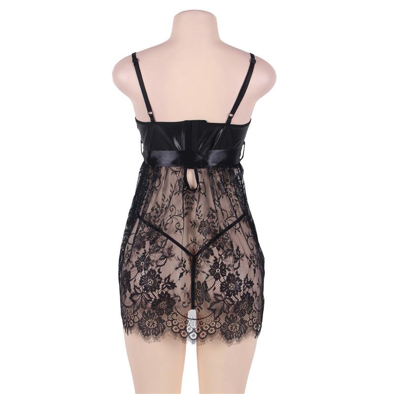 Summer Sleepshirts Sexy Women's Nightgowns Plus Size Erotic Lace Halter Buckle Bow Waist Slimming Nightgowns