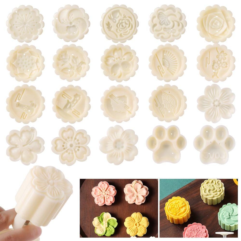 Pressure Fondant Moon Cake Tool DIY Mooncake Mold Set Flower Mooncake Mold 50g Mid Autumn Festival