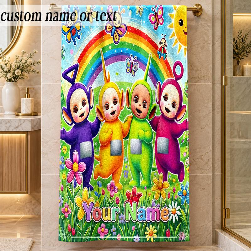 Beach TowelTeletubbies Custom Name Text Personalized Soft Towel for Beach Pool Indoor Home Decor Gift