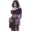 Japanese Y2k Off Shoulder Top Grunge Aesthetics Knitted Mesh Top Vintage Trashy 2000s Flare Sleeve Purple T Shirt Gothic