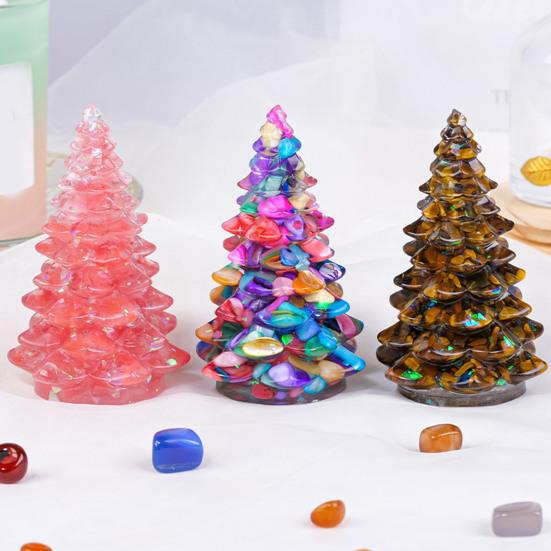 Faux Crystal Christmas Tree Figurine Mini Artificial Crystal Tree Tabletop Ornament for Winter Holiday Home Decor