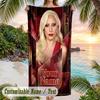 Lady Gaga Beach Towel, Personalized Custom Name Text, Quick Dry Large Absorbent Towel For Beach Pool