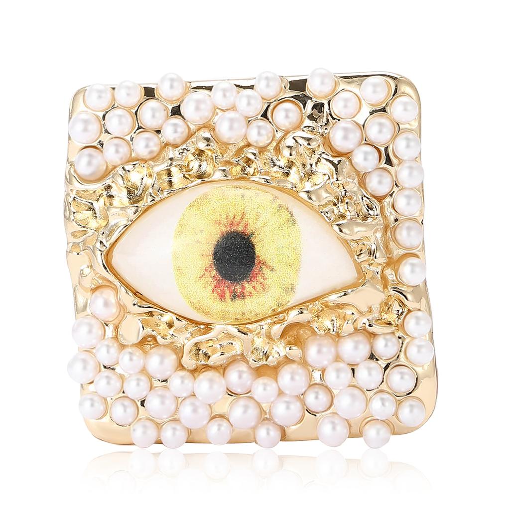 Дизайнерская брошь из сплава с квадратным жемчугом «Дьявольский глаз», креативная универсальная мужская и женская одежда, украшение для корсажа