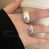 Matte Silver Brushed Open Adjustable Ring - Light Luxury Cold Style for Women