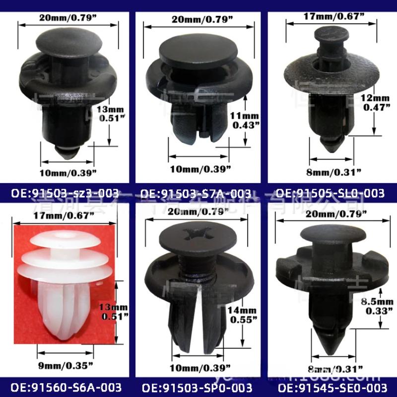 180PCS Bag Buckle 6 Types Suitable for Honda Civic Accord Car Bumper Clip Car Buckle Kit