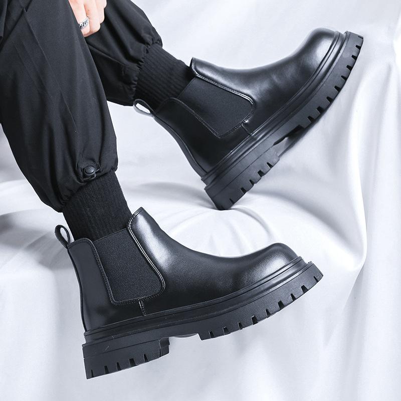 Мужские ботинки челси осенне-зимние кожаные ботинки в британском стиле с круглым носком ботинки мартин мужские 2863-R