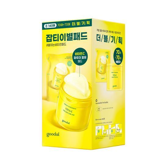 Goodal Салфетки для проблемной кожи Green Tangerine Vita C 140 листов (70 листов + 70 листов сменных)