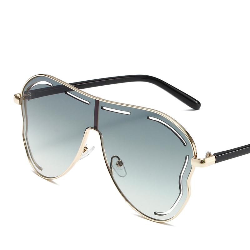 Oversized Hollow One-Piece Sunglasses Women Big Frame 2025 Luxury Brand Special-Shaped Sun Glasses For Ladies Eyewear Shades