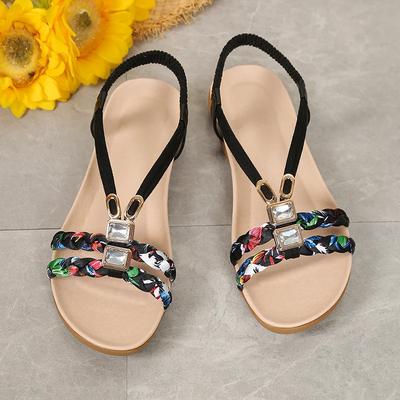 2025 Горячая Распродажа Плоские Сандалии Летняя Обувь Большого Размера для Женщин Эластичная Резинка Женские Сандалии Модная Принтованная Повседневная Обувь Женская