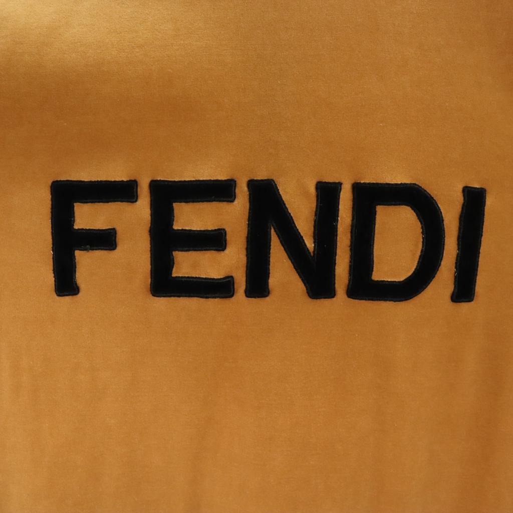 Fendi 90s Made In Italy Old Back Print Long Sleeve Half Zip Velour Polo Shirt Men's Used