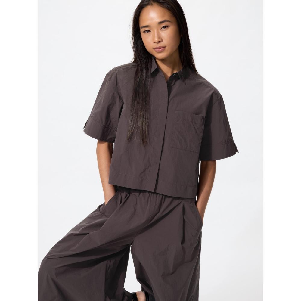 Uniqlo Японская нейлоновая коробчатая короткая рубашка с рукавом 5 минут