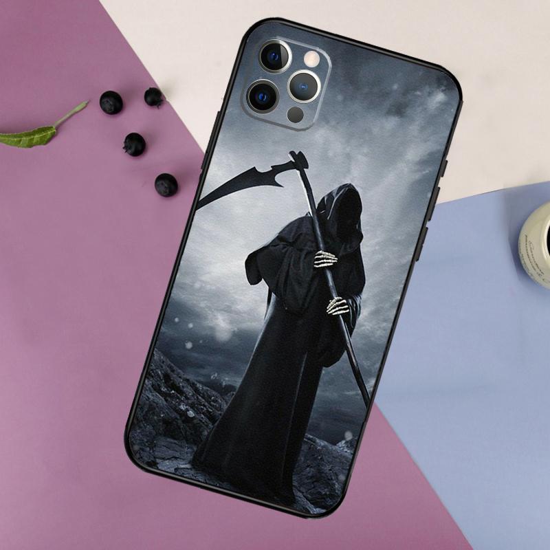 Death Grim Reaper Skull Phone Case For iPhone 16 15 14 13 12 11 17 Pro Max 13 mini 16 Plus 16e 17 Air Bumper Cover