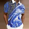 Men's Shirt Polo Casual Zip Short Sleeve Fashion Casual Zipper Summer Spring Regular Fit 3D Marbling Print Shirt