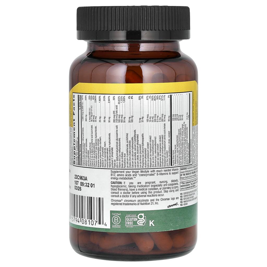 Max For Vegans, Multivitamin and Mineral Complex, 120 Vegan Capsules