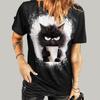 Модная женская футболка с принтом Angry Cute Cat, забавная повседневная футболка с круглым вырезом и короткими рукавами, летняя женская футболка