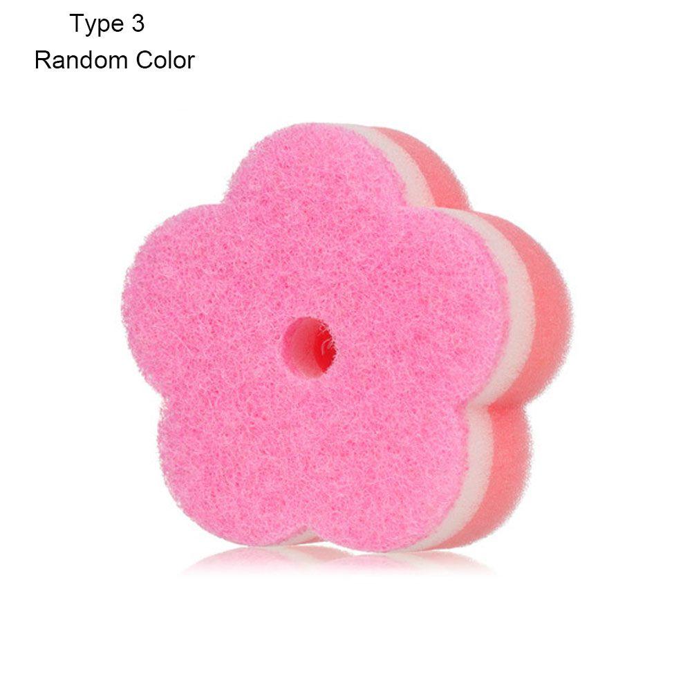 Tableware Wash Dishes Sponge Random Color Flower Round Shape Scouring Pads Dishwashing Sponge