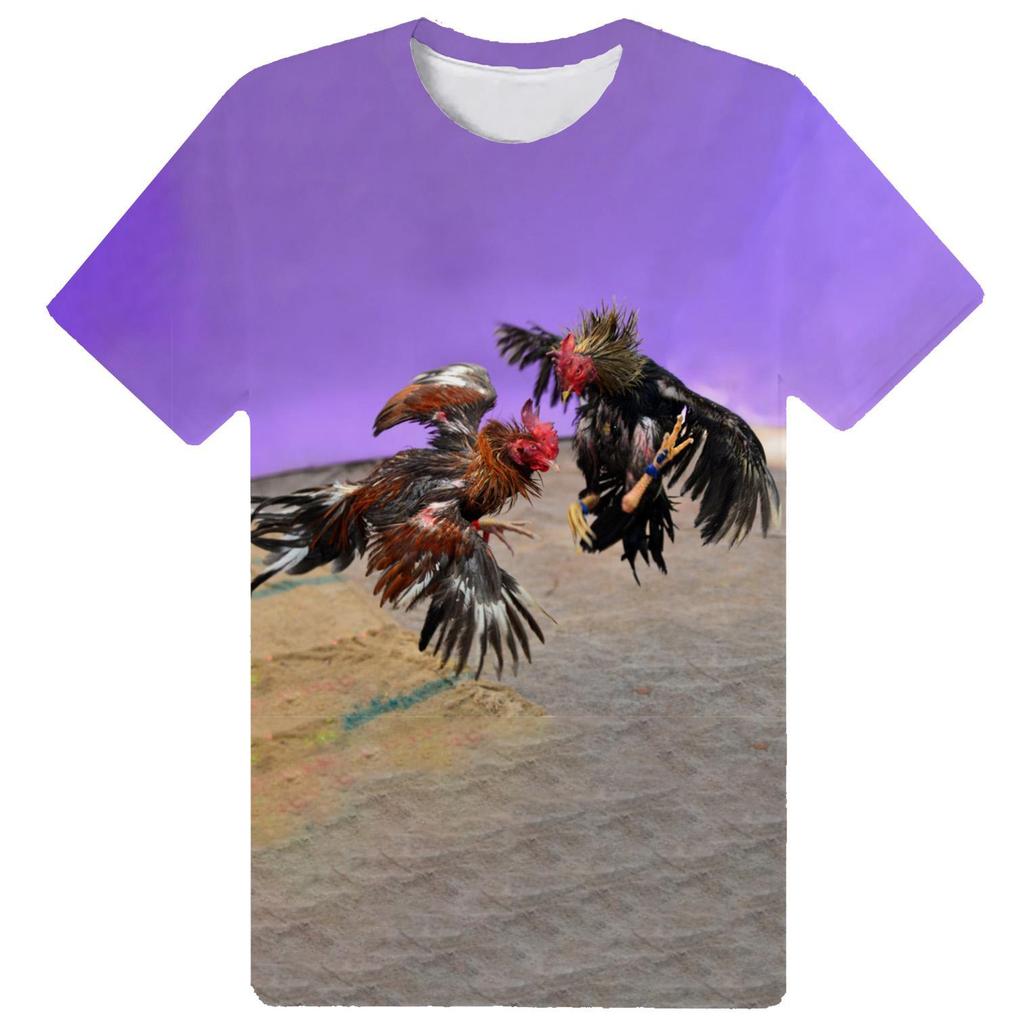 Летний топ с круглым вырезом и принтом «Петушиная игра», модные повседневные футболки с короткими рукавами для мужчин и женщин, для мальчиков и девочек, универсальные футболки
