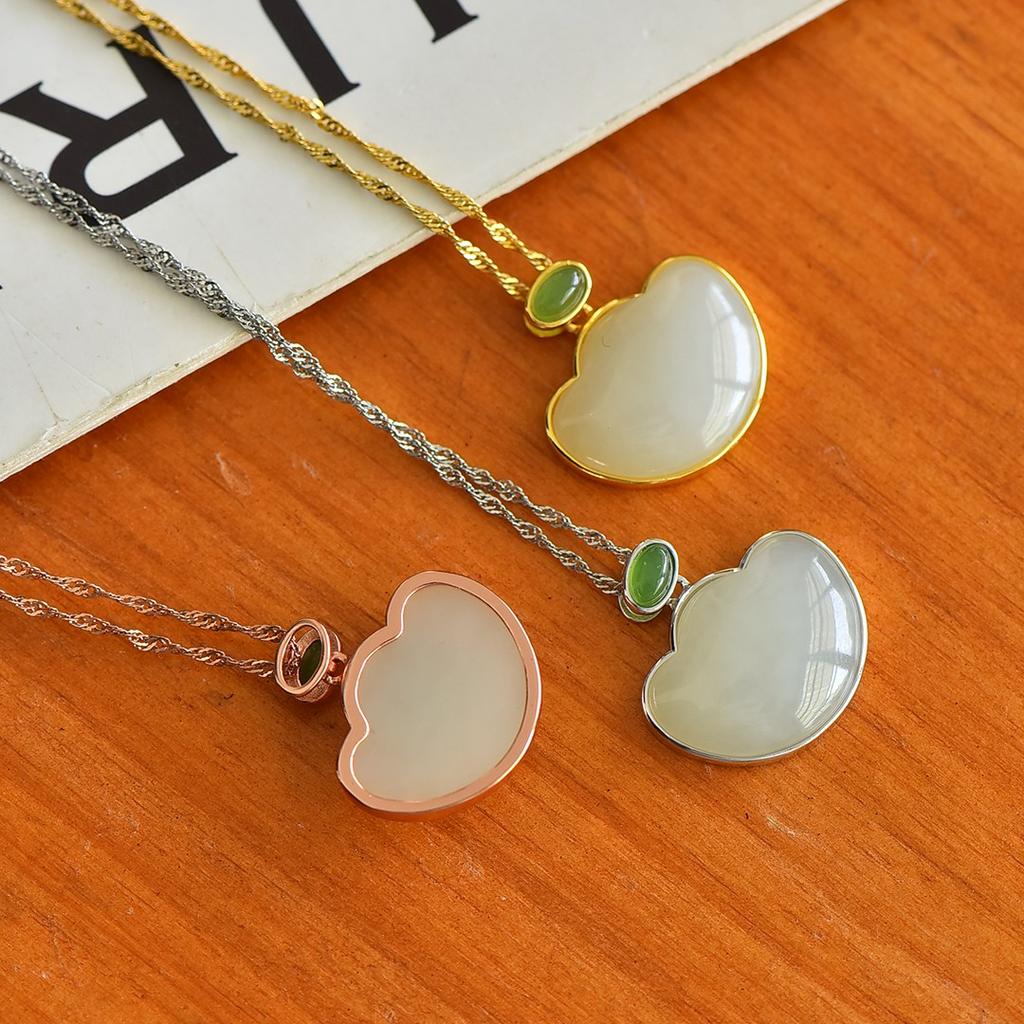 Natural Hotan Jade pendant S925 silver inlaid pendant for women's simple Chinese style with certificate