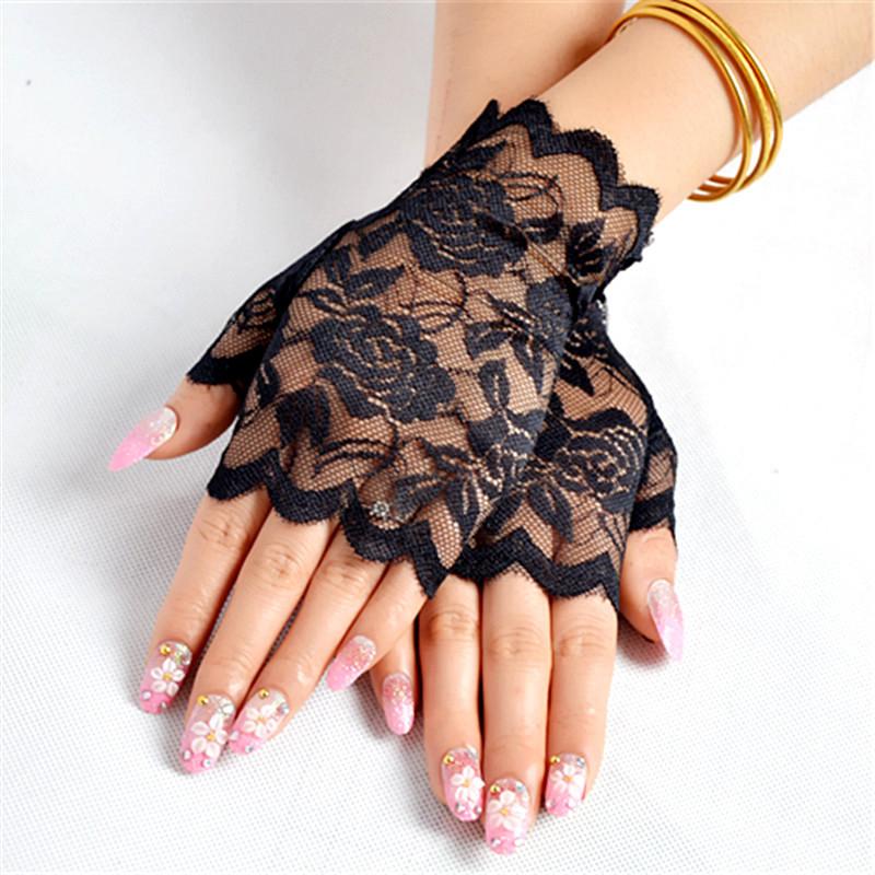 1 Pair Wedding Summer Lace Gloves Women Sun Protection Fingerless Gloves Bride Breathable MIT