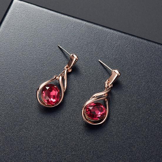 Женщины горный хрусталь овальный искусственный кварц кулон серьги-гвоздики ожерелье комплект ювелирных изделий