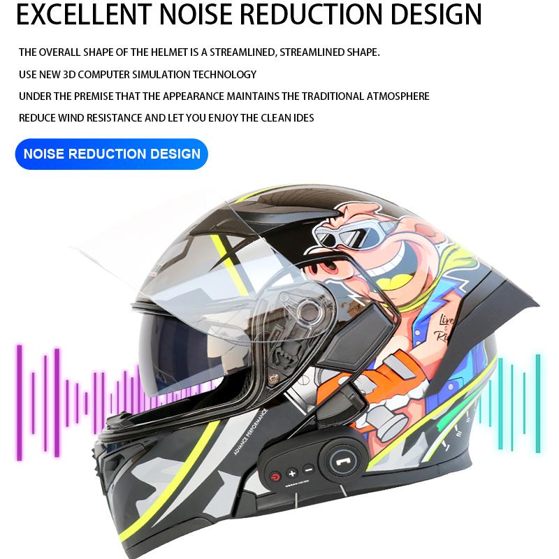 Bluetooth Motorcycle Helmets Full Face Helmet Flip Up Double Lens Anti-Fog Design Moto Helmet For Motorcyclist