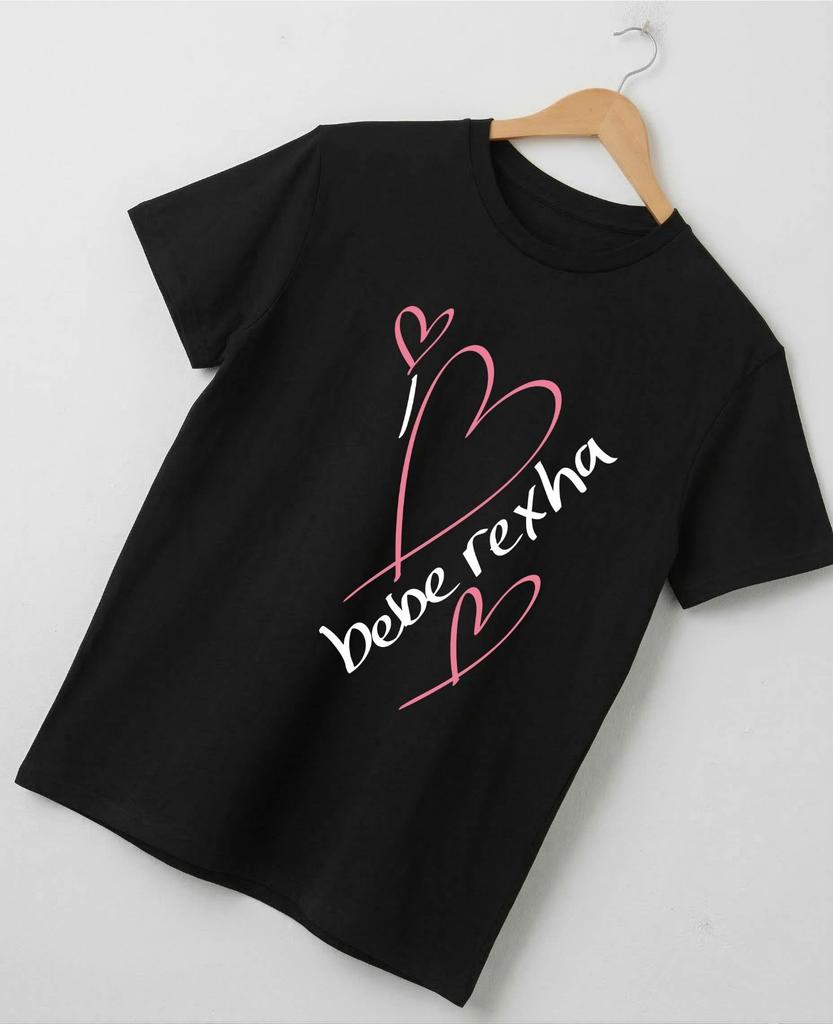 Bebe Rexha Graphic TShirt Black Cotton Fan Merch Heart Design Unisexs