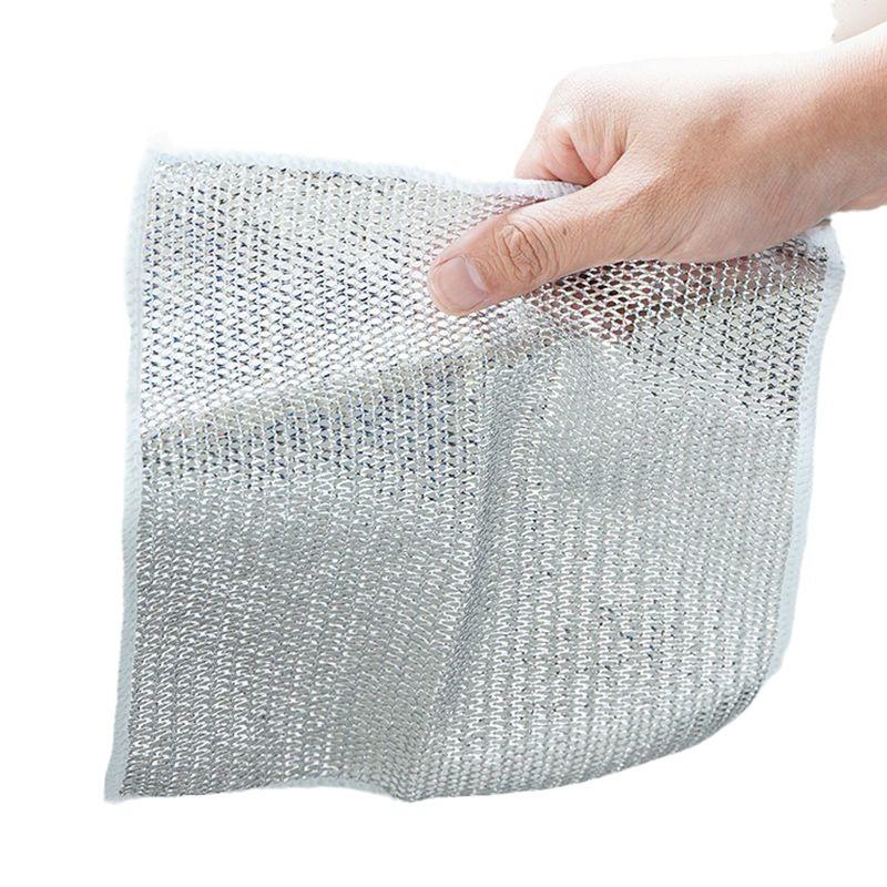 Mesh Cleaning Cloth Metal Wire Universal Sink Faucet Tea Stain Rag Microwave Gas Stove Dishwashing Scouring Pad Kitchen Towel
