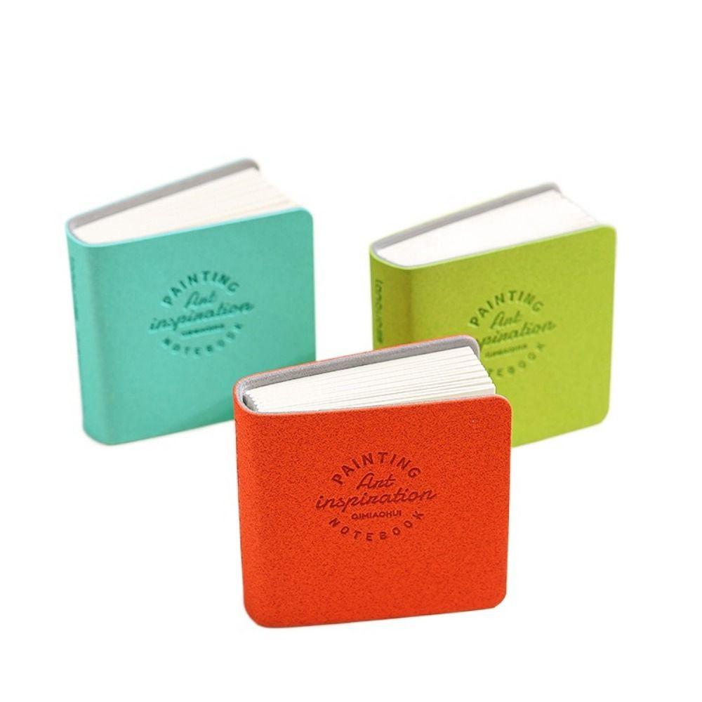 3Pcs Thick Drawing Paper Mini Drawing Book Unlined PU Leather Cover Miniature Sketchbook Blank Paper No Bleed