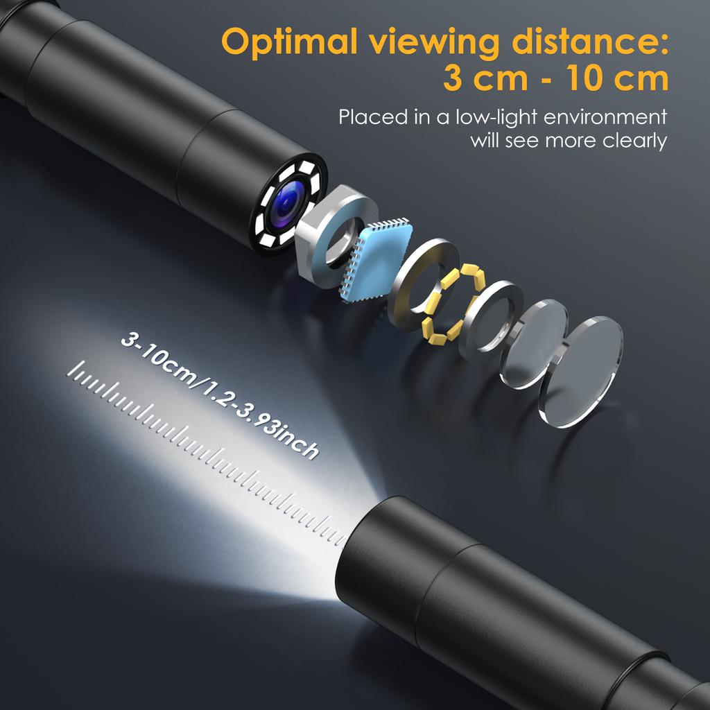 Промышленная эндоскопическая камера 8 мм HD1080P 4,3-дюймовый IPS-экран 16,5 ТФ камера для осмотра труб для ремонта автомобилей IP67 Водонепроницаемая 8 светодиодов