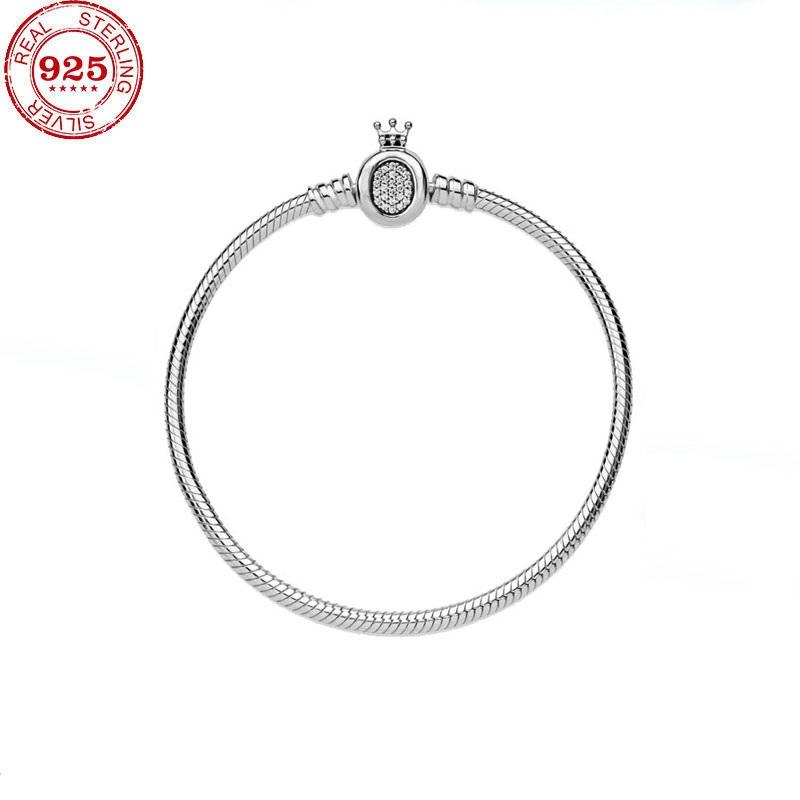 100% серебряный браслет 925 пробы с короной подходит для оригинального браслета с подвеской в виде змеи