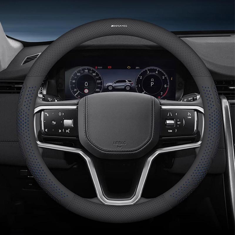 OZQU2 Car Leather Steering Wheel Cover Anti-slip Accessories For Mercedes Benz AMG W203 W205 W206 W140 W169 GLK GLC W176 W124 W126 GLE