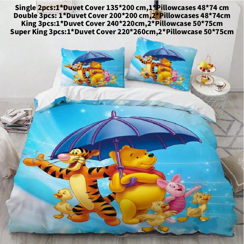 Pooh Bear Children Bedding Set With Active Dyeing For Toddler Bed Decor