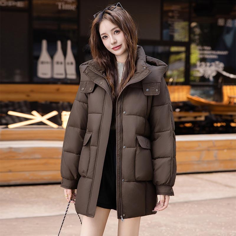 Winter New Down Cotton-padded Clothes Women's Medium and Long Thickened Cotton-padded Clothes Fashion Loose Hooded Warm Cotton-padded Jacket