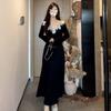 French beautiful Hepburn style black dress children autumn and winter 2026 new high-end waist and thin dress