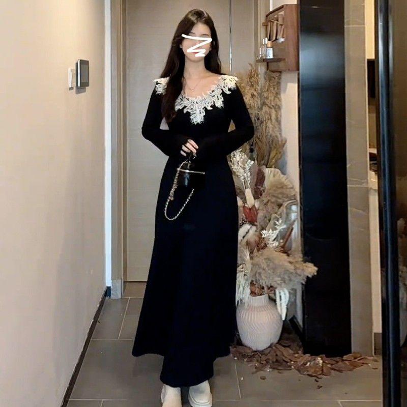 French beautiful Hepburn style black dress children autumn and winter 2026 new high-end waist and thin dress