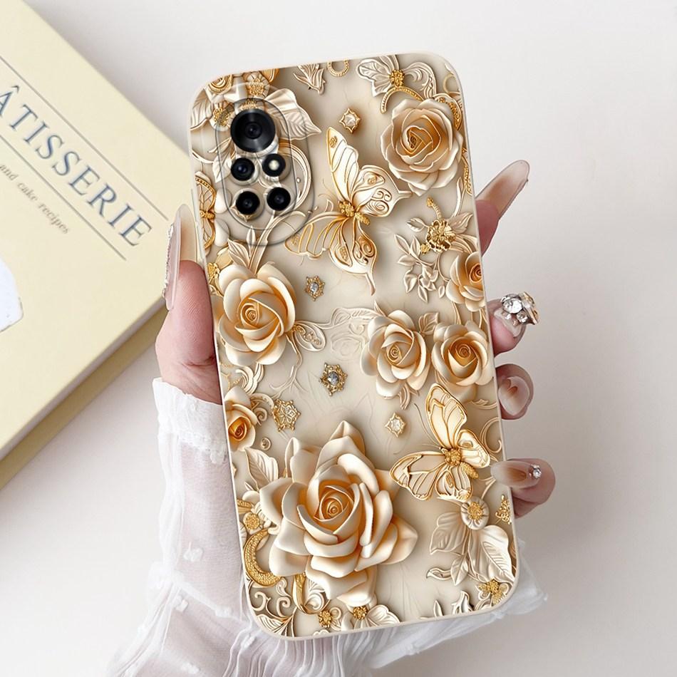 For Huawei Nova 8 8i Beautiful Bow Rose Painting Phone Case For Huawei Nova8 Nova8i Shockproof Soft Silicone Cases
