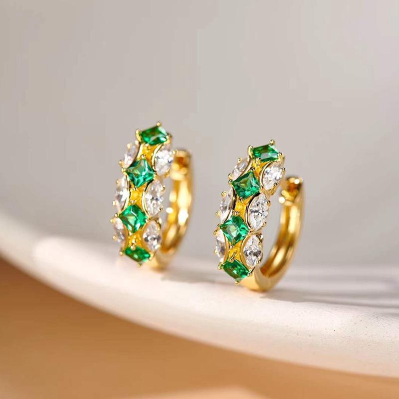 Роскошные серьги-клипсы, украшенные драгоценными камнями, контрастные ромбовидные серьги-глаз лошади, французские геометрические серьги