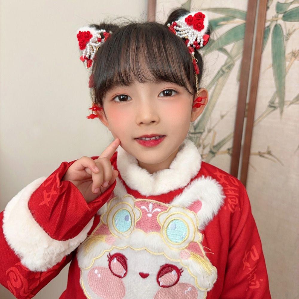 Кисточка Новогодний головной убор Цветок Древний стиль Заколка Сладкая Заколка для волос Ханфу Детская