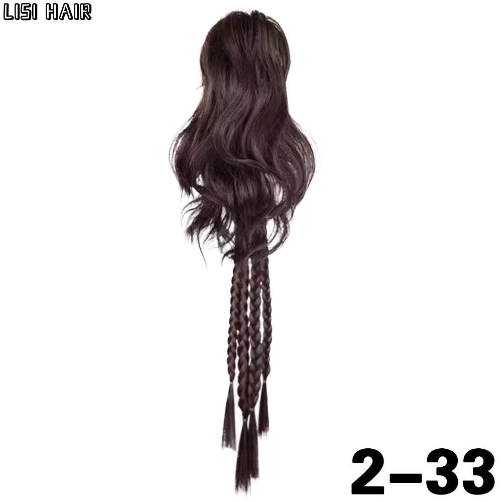 LISI HAIR Synthetic Long Hair Braid Ponytail Curly Hair Buns Braid Wig Claw Clip Ponytail Extension Buns Ponytail For Daily Use Hair