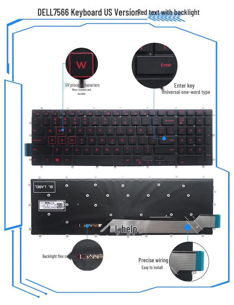 Совместимая клавиатура для серий Dell G3, G5 и G7 (3579, 3779, 3590, 5587, 5590, 7588, 7790, 7590)