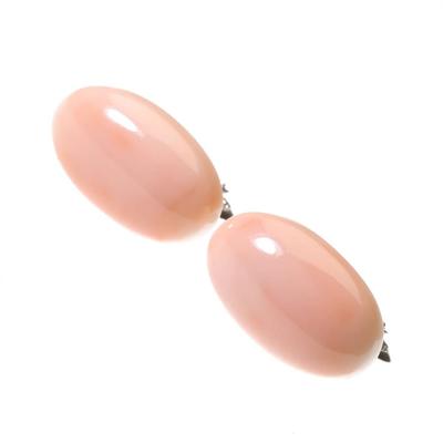 Серьги из розового граната и коралла без окрашивания, серебро,