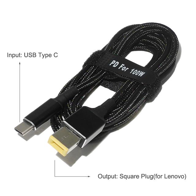 100W USB Type C Laptop Power Adapter Charging Cable Cord Dc Jack Plug Dual E-Mark Chip Converter for Hp Asus Lenovo Dell Laptops