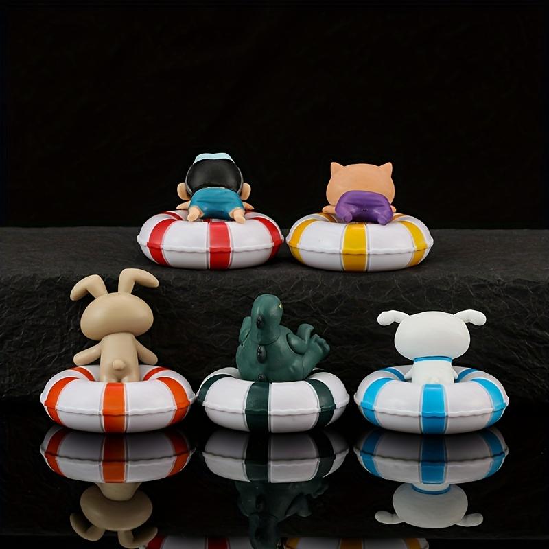 5 Маленьких фигурок пловцов-новичков, Аниме Мультяшный Белый Кролик, Динозавр, Фигурки-украшения в виде свиньи