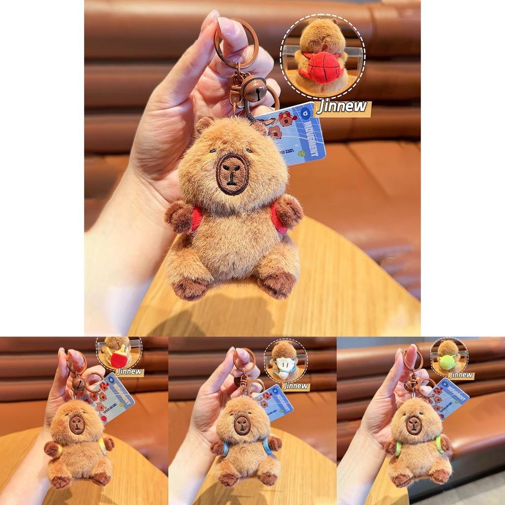 Adorable Jinnew Capybara Plush Keychain Accessory Sports Theme Cute Gift Idea