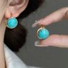 Vintage Double Sided Round Turquoise Hoop Earrings for Women Engagement Wedding Earrings Accessories Bohemian Jewelry